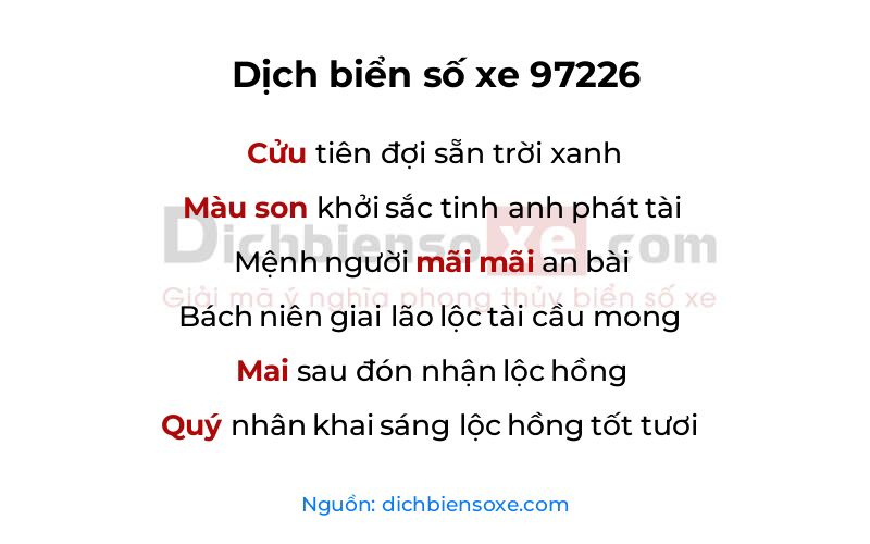 Dịch thơ biển số 97226