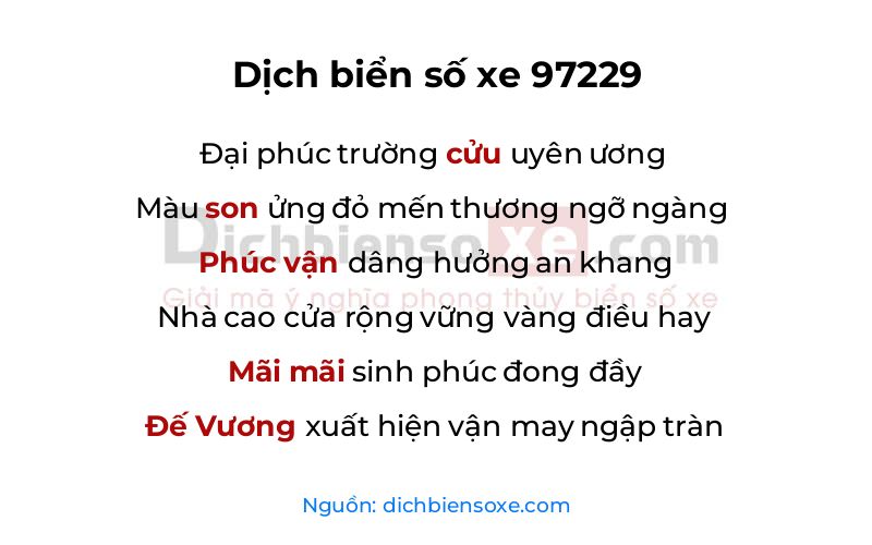 Dịch thơ biển số 97229