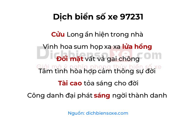 Dịch thơ biển số 97231