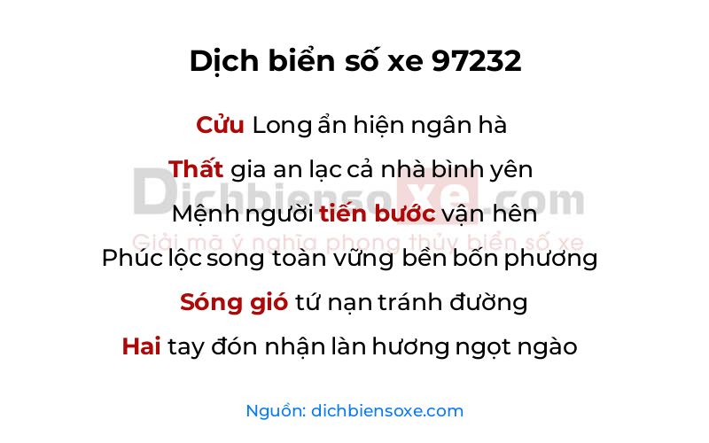 Dịch thơ biển số 97232