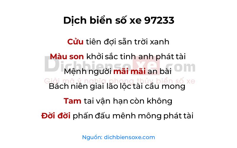 Dịch thơ biển số 97233