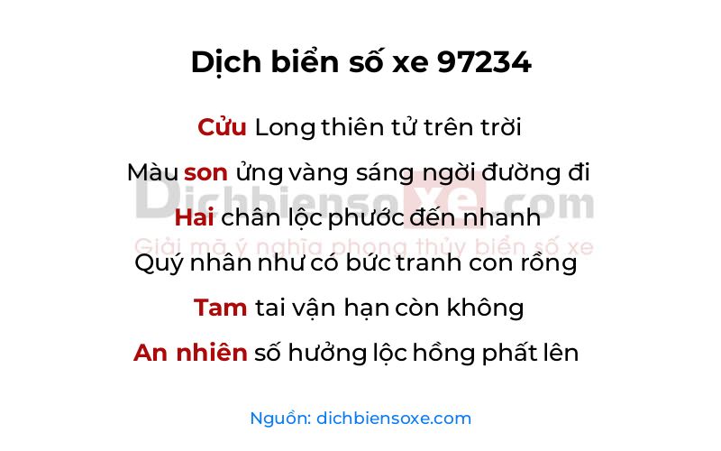 Dịch thơ biển số 97234