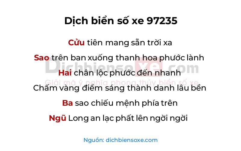 Dịch thơ biển số 97235