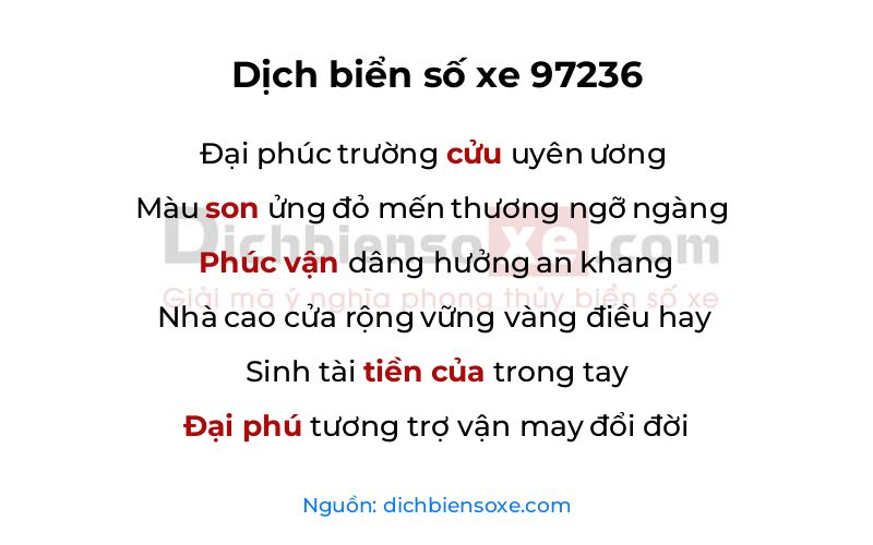 Dịch thơ biển số 97236