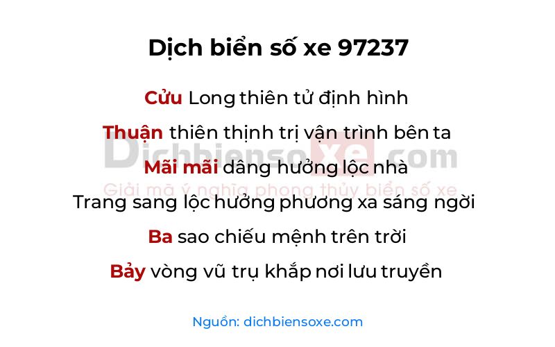 Dịch thơ biển số 97237