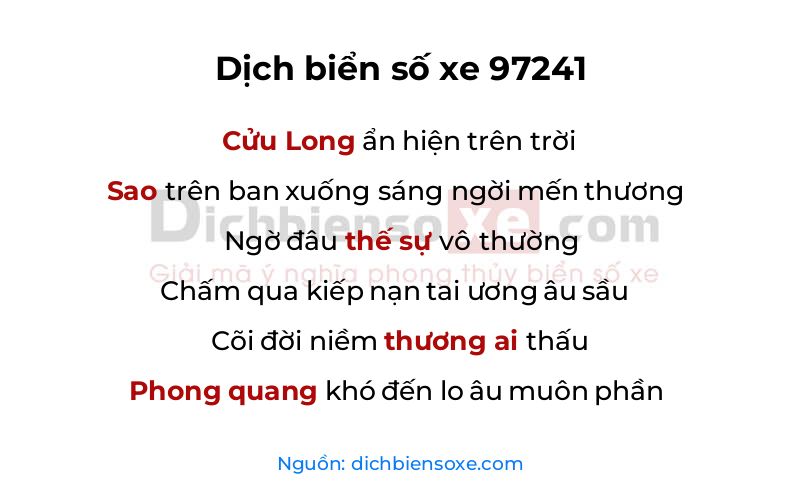 Dịch thơ biển số 97241
