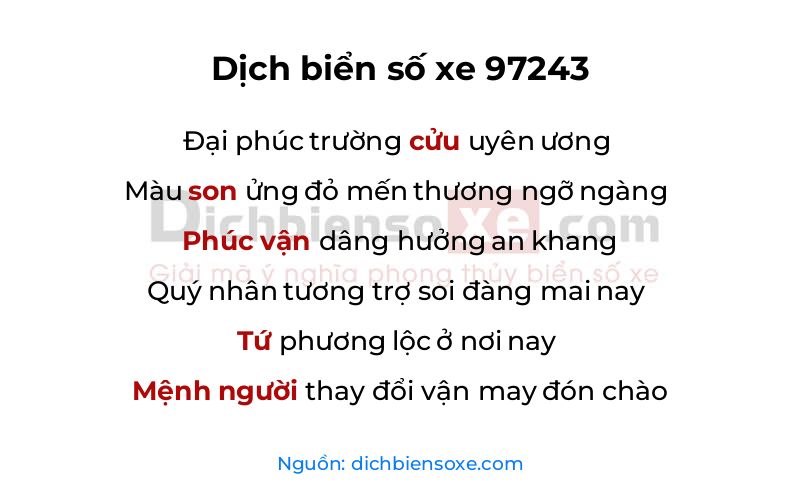 Dịch thơ biển số 97243