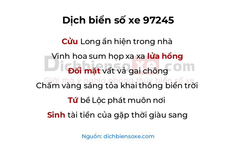 Dịch thơ biển số 97245