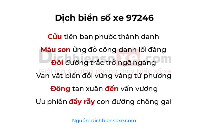Dịch thơ biển số 97246