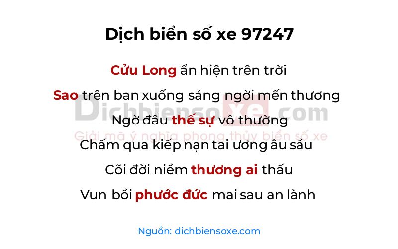 Dịch thơ biển số 97247
