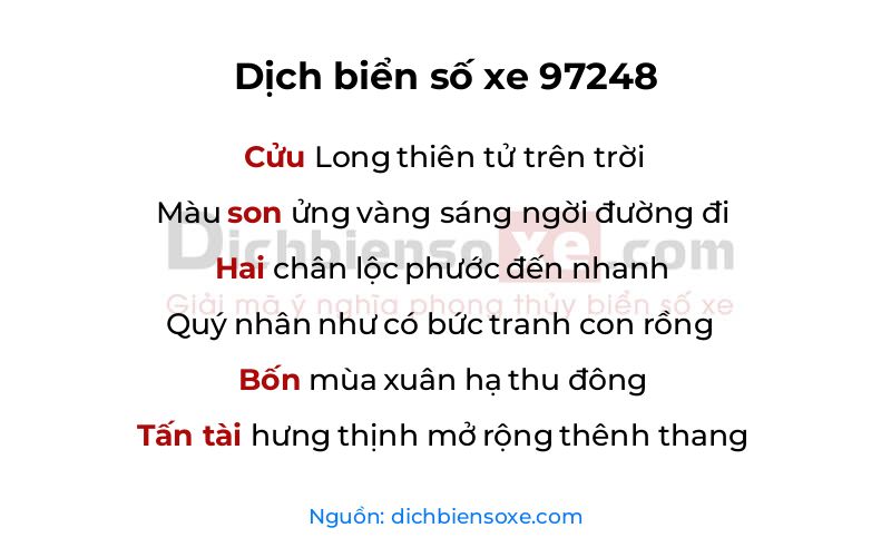 Dịch thơ biển số 97248