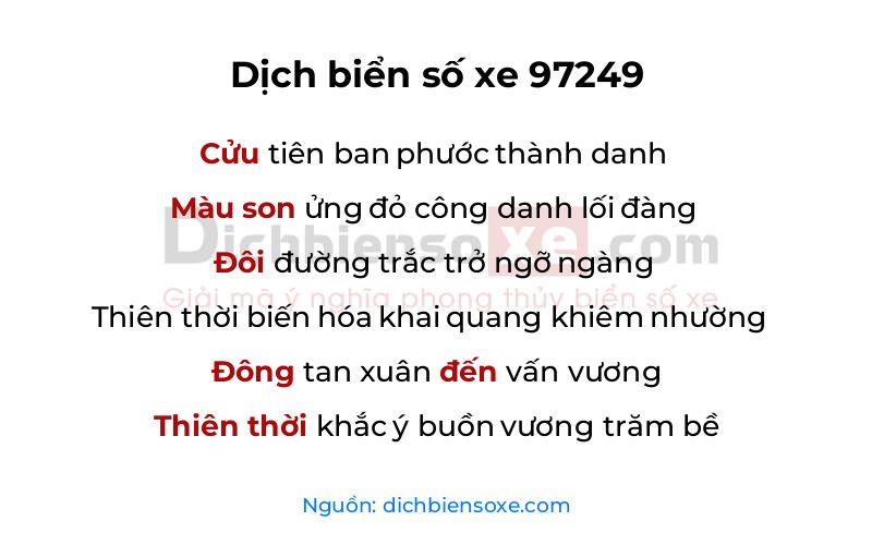 Dịch thơ biển số 97249