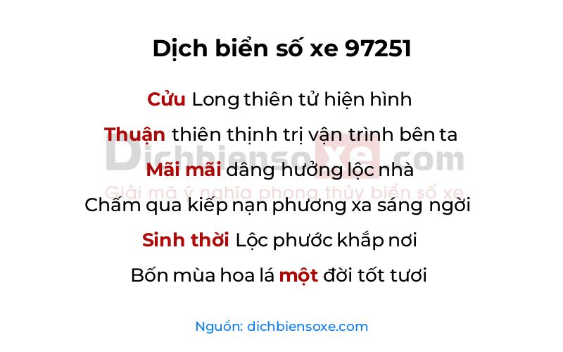 Dịch thơ biển số 97251