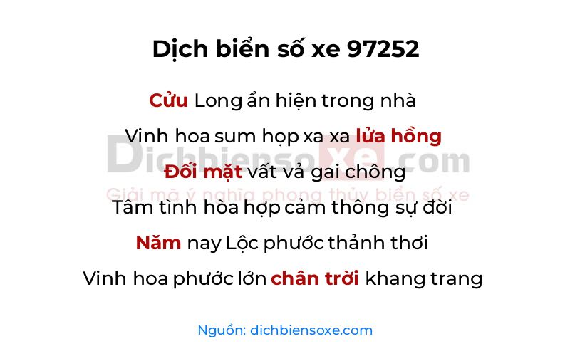 Dịch thơ biển số 97252