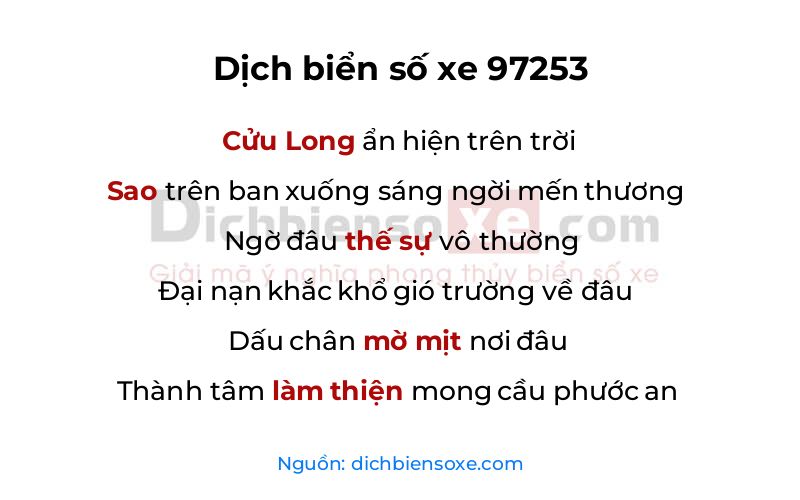 Dịch thơ biển số 97253