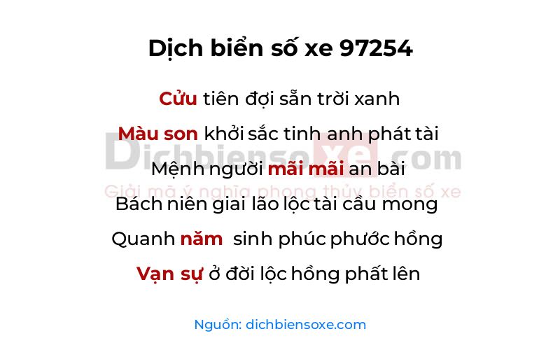 Dịch thơ biển số 97254
