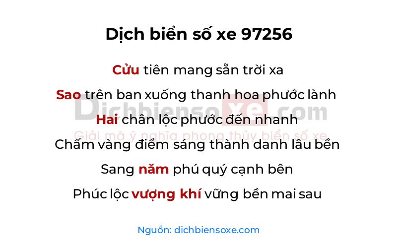 Dịch thơ biển số 97256