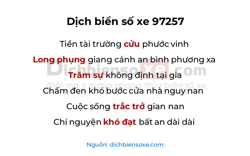 Dịch thơ biển số 97257