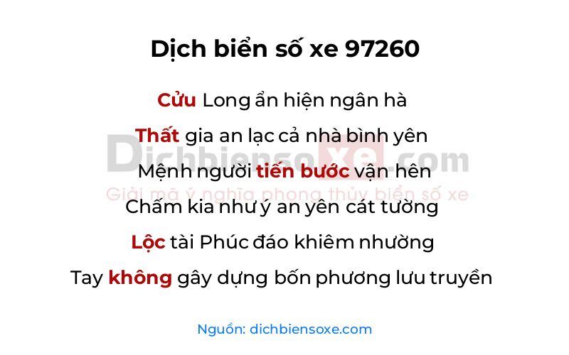Dịch thơ biển số 97260