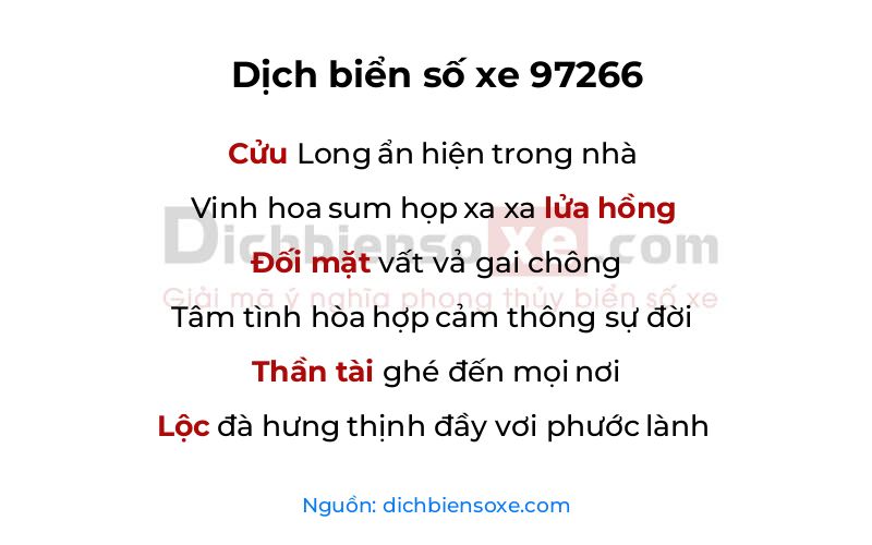 Dịch thơ biển số 97266