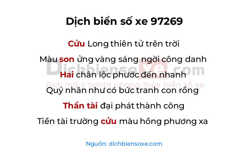 Dịch thơ biển số 97269