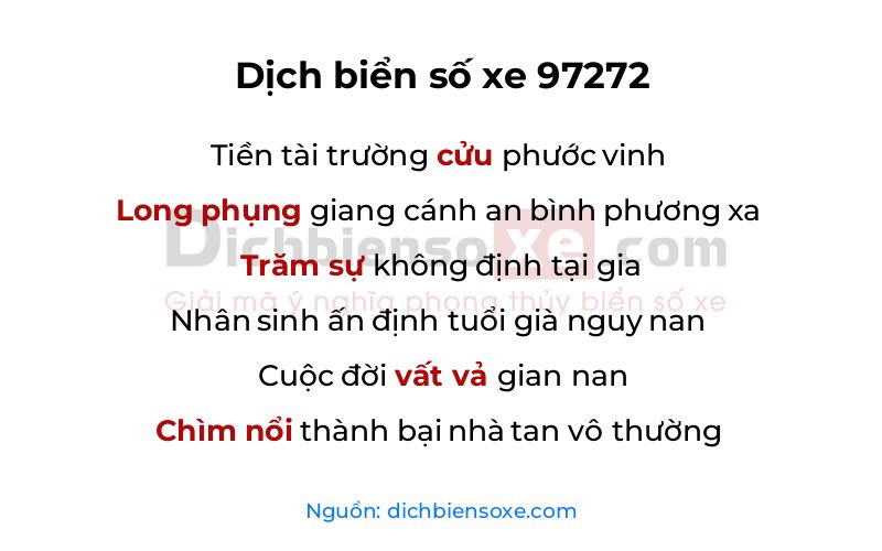 Dịch thơ biển số 97272