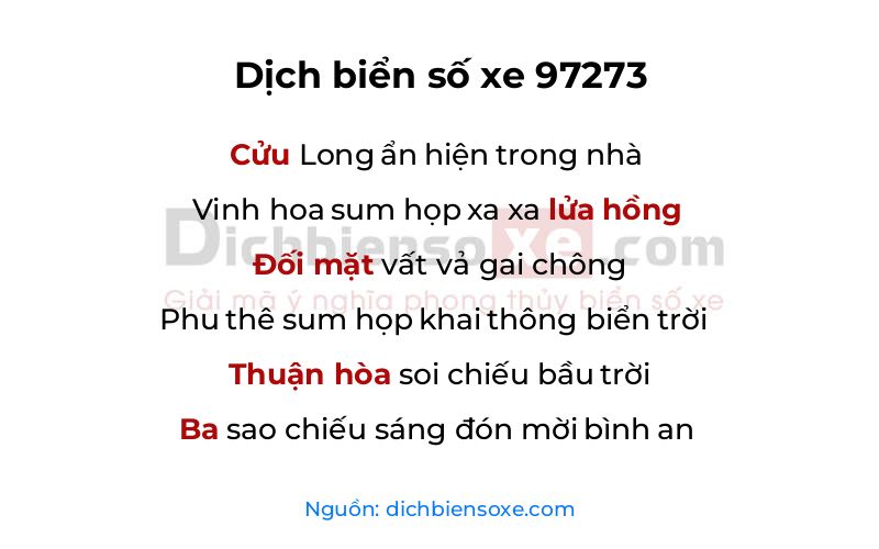 Dịch thơ biển số 97273