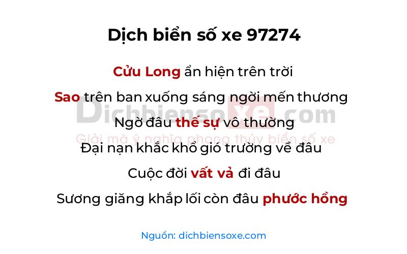 Dịch thơ biển số 97274