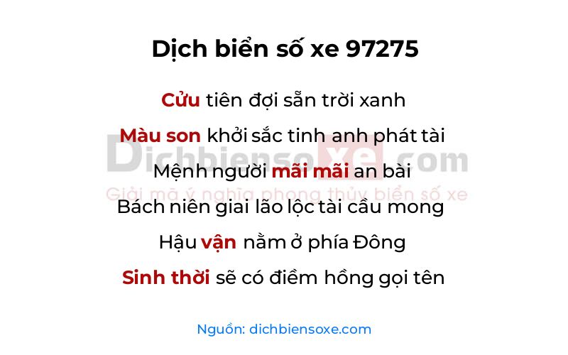 Dịch thơ biển số 97275