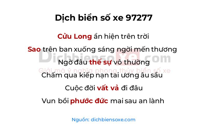 Dịch thơ biển số 97277