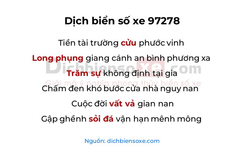Dịch thơ biển số 97278