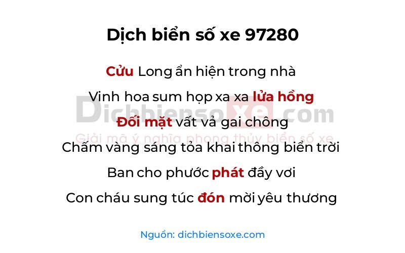 Dịch thơ biển số 97280