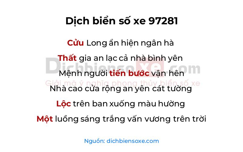 Dịch thơ biển số 97281