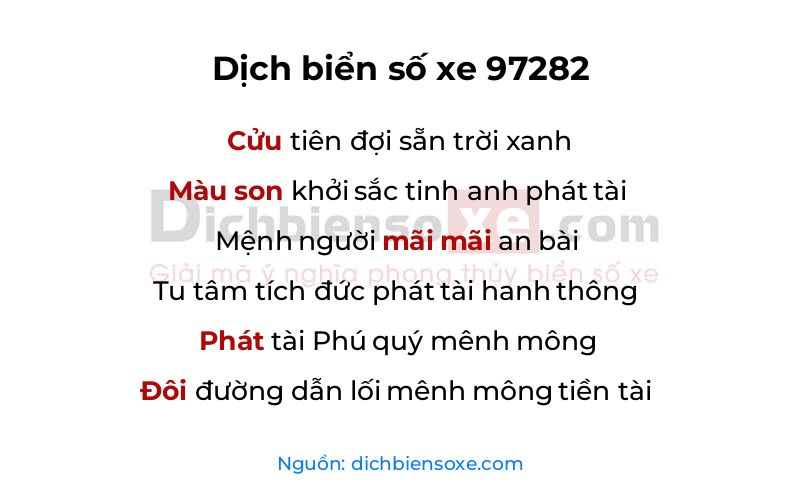 Dịch thơ biển số 97282