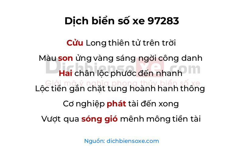 Dịch thơ biển số 97283