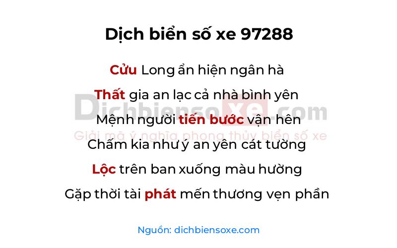 Dịch thơ biển số 97288