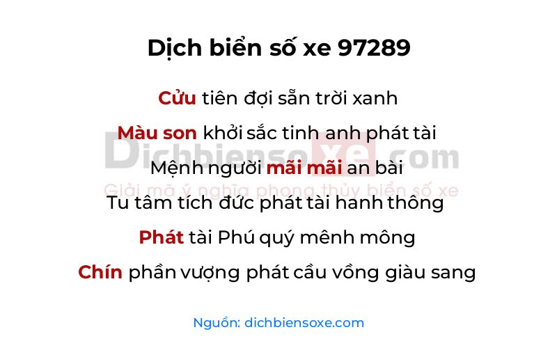 Dịch thơ biển số 97289