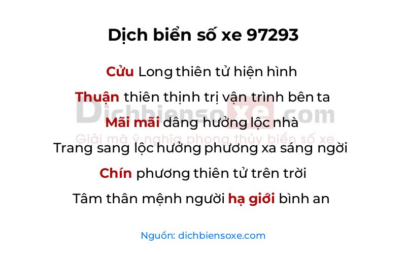Dịch thơ biển số 97293