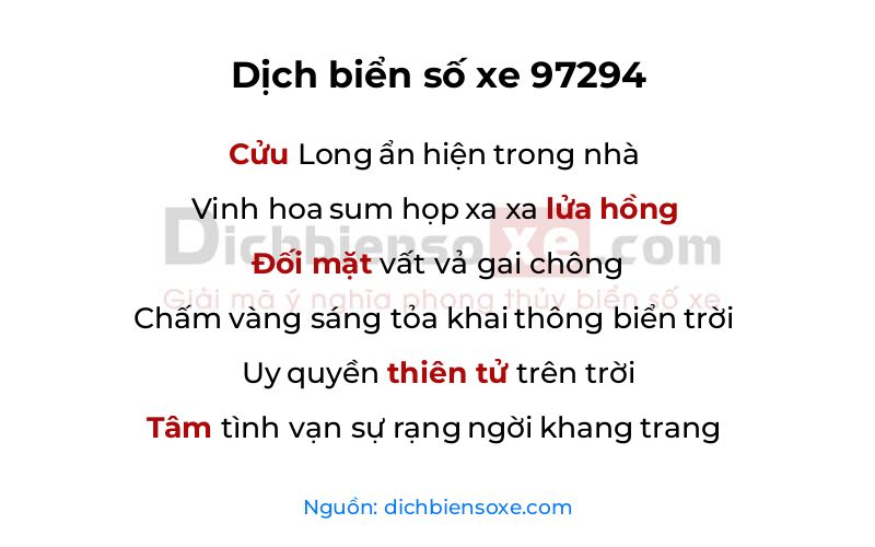 Dịch thơ biển số 97294