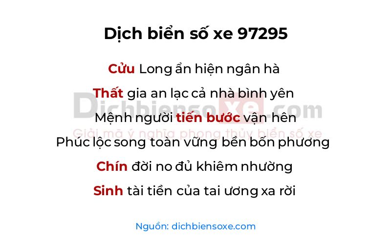 Dịch thơ biển số 97295