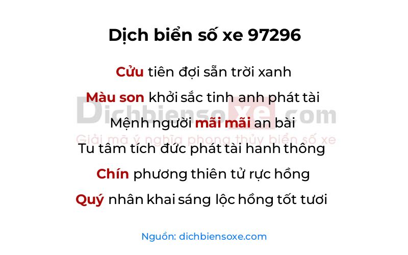 Dịch thơ biển số 97296
