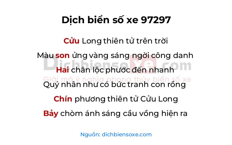 Dịch thơ biển số 97297