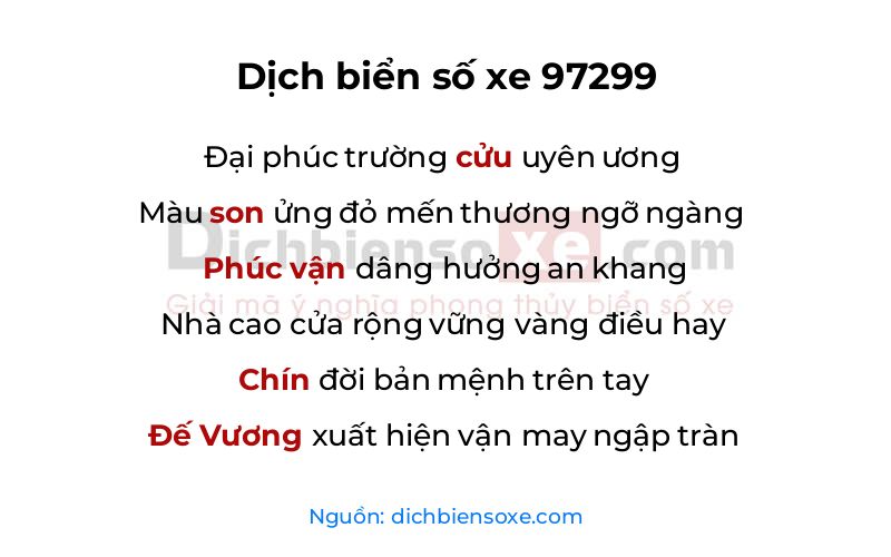 Dịch thơ biển số 97299