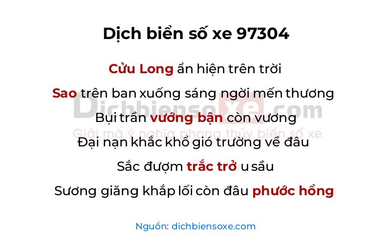 Dịch thơ biển số 97304