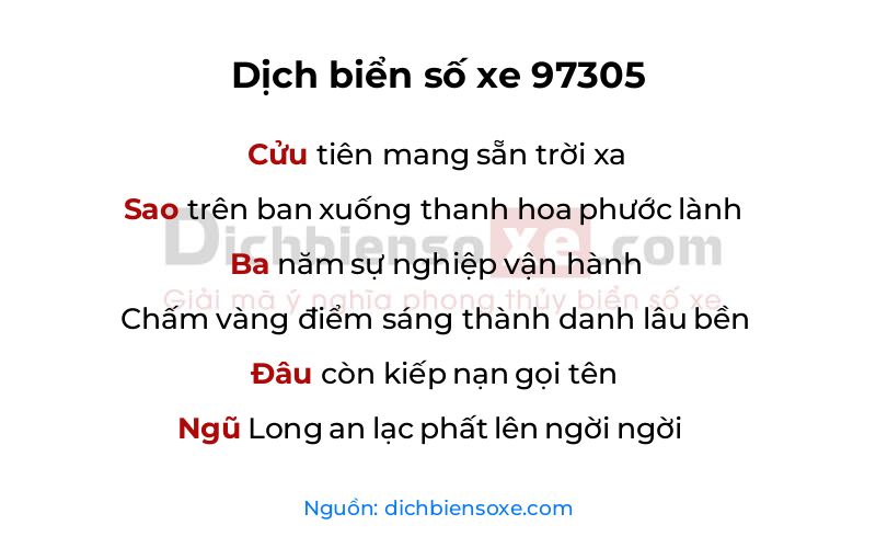 Dịch thơ biển số 97305