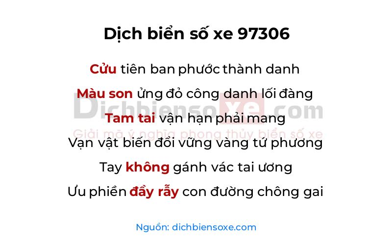 Dịch thơ biển số 97306