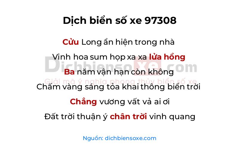 Dịch thơ biển số 97308