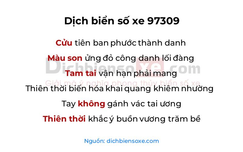 Dịch thơ biển số 97309