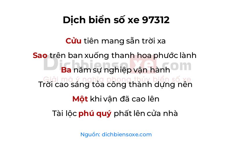 Dịch thơ biển số 97312