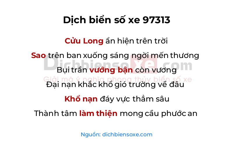 Dịch thơ biển số 97313